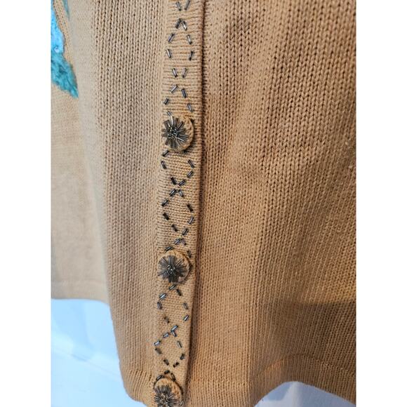 Storybook knits ramie feather button down cardigan Womens xl cottage whimsy 427 - Picture 7 of 9